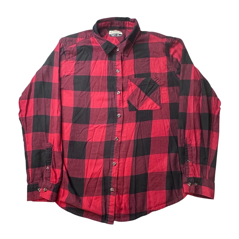 Magellan Outdoors Shirt Womens‎ XL Red Willow Creek Buffalo Plaid Button Down